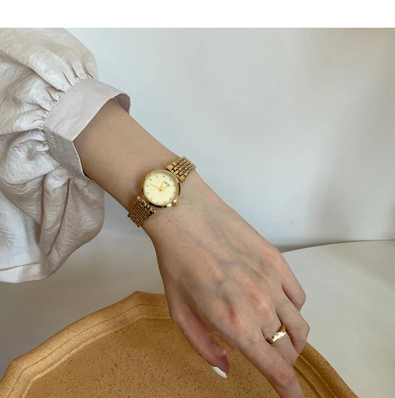 GEDI Ladies Watch New Vintage Exquisite Fashion Quartz Watches Woman Temperament Round Retro Watch Gifts Luxury