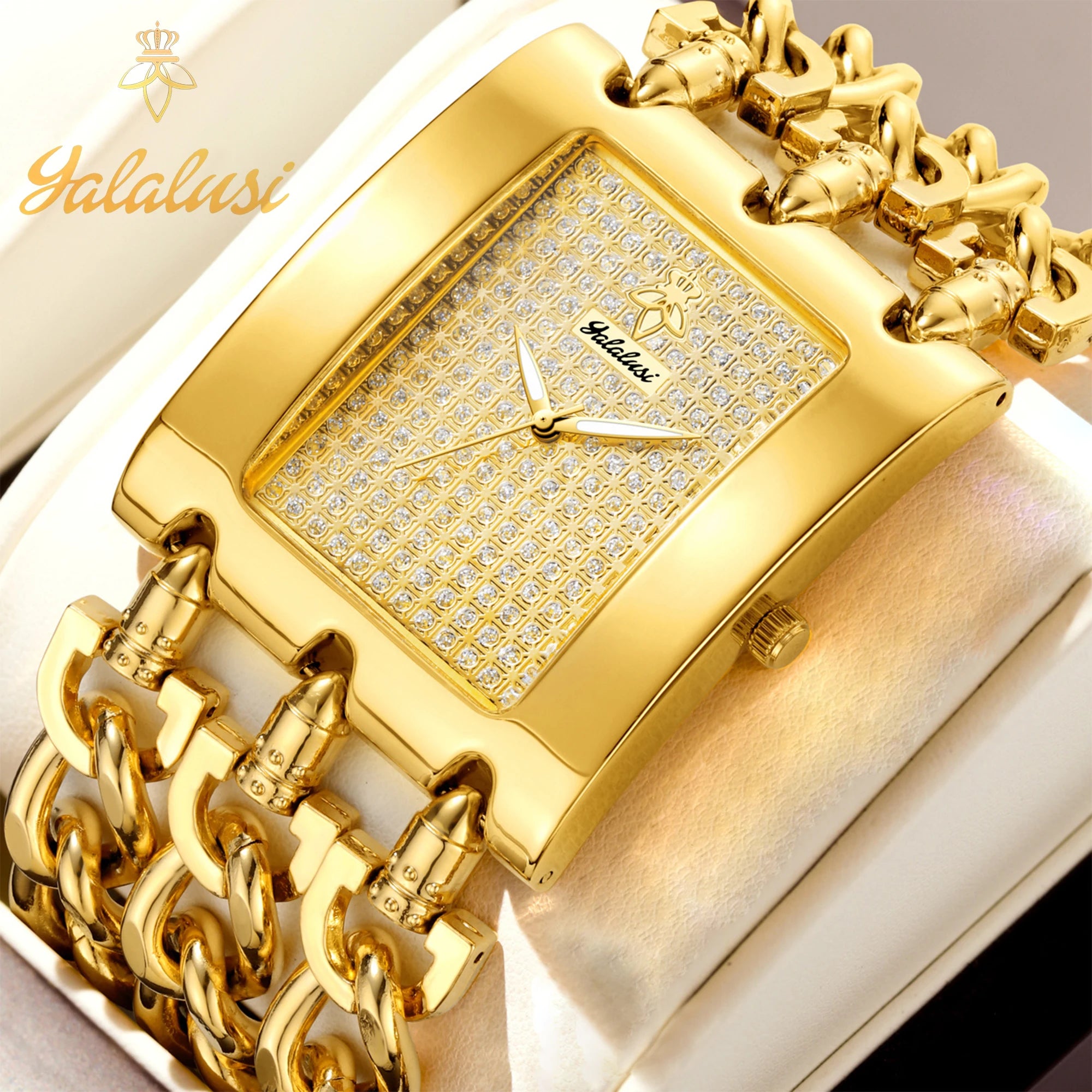 YaLaLuSi Men's Large-Dial Waterproof Quartz Watch: A Luxurious Skeleton Bracelet Watch Gift reloj mujer Boys