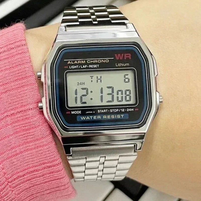 Luxury LED Digital Watches for Men Stainless Steel Gold Sliver Electronic Watch Fashion Business Mens Watch relogios masculino