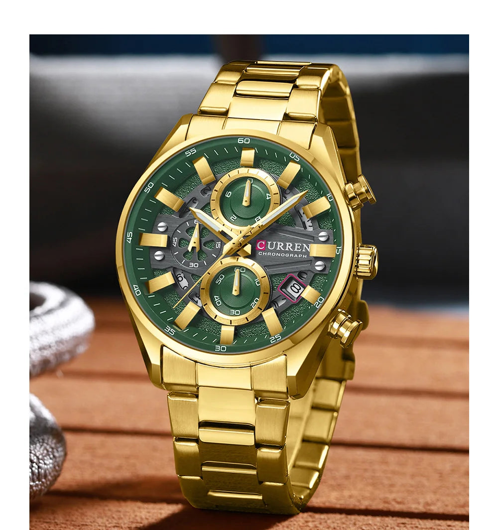 CURREN Top Luxury Business Calendar Multi functional Waterproof Sports Men's Quartz Men Watch Construction Wristwatch for Men