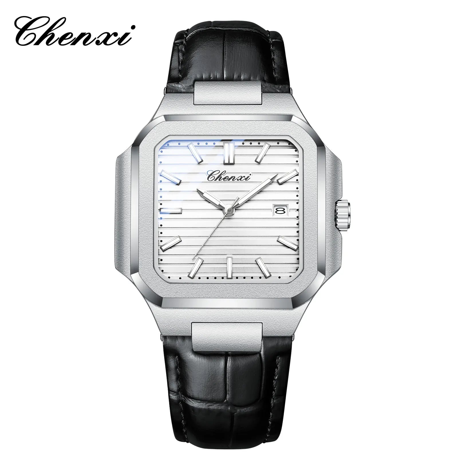 New High Quality Leather Man Watches Business Fashion Date Quartz Luxury Square Watch Men's Waterproof Luminous Clock