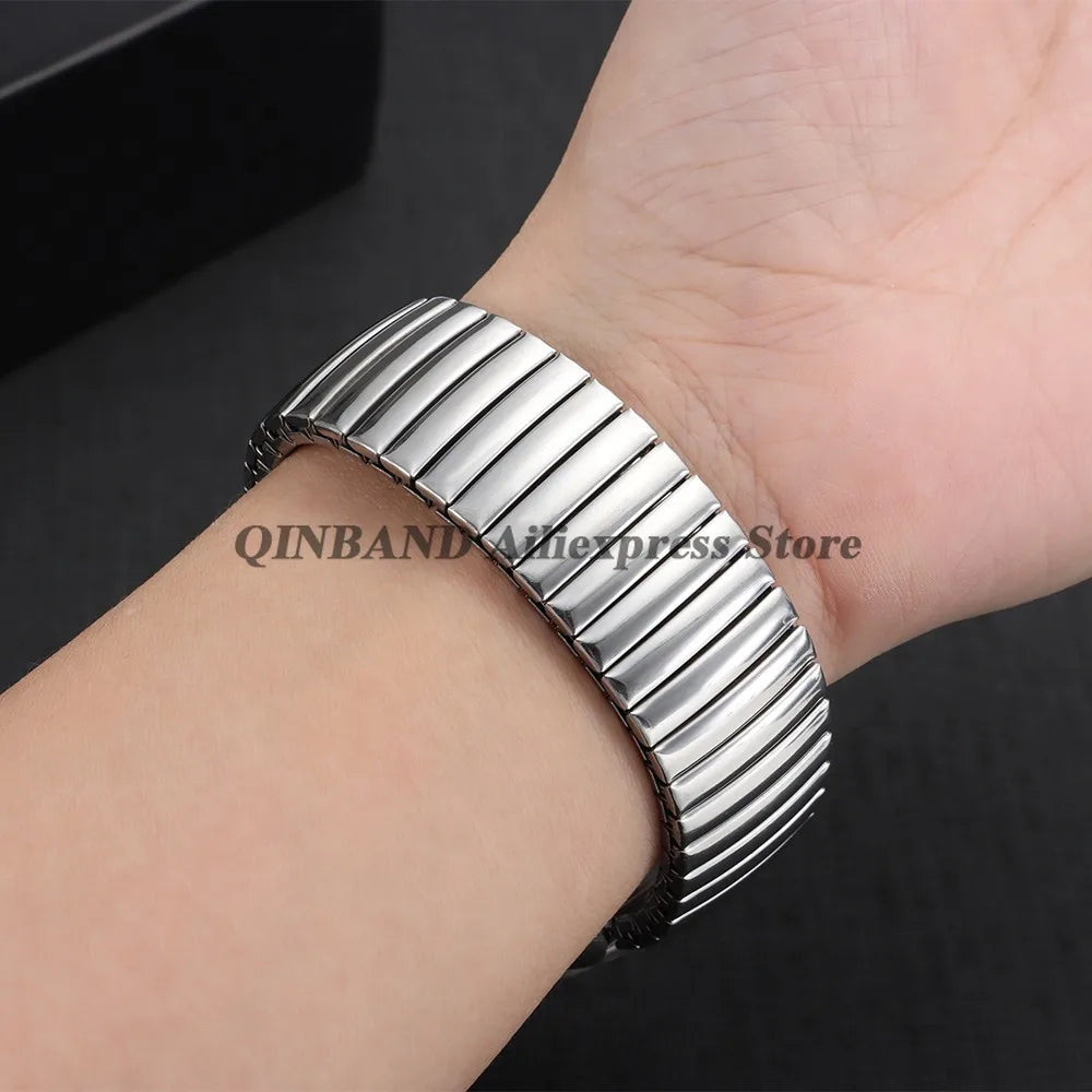 12mm 14mm 16mm 18mm 20mm 22mm Expansion Stainless Steel Watch Strap Elastic Metal Watchband Universal Men Women Watches Bracelet