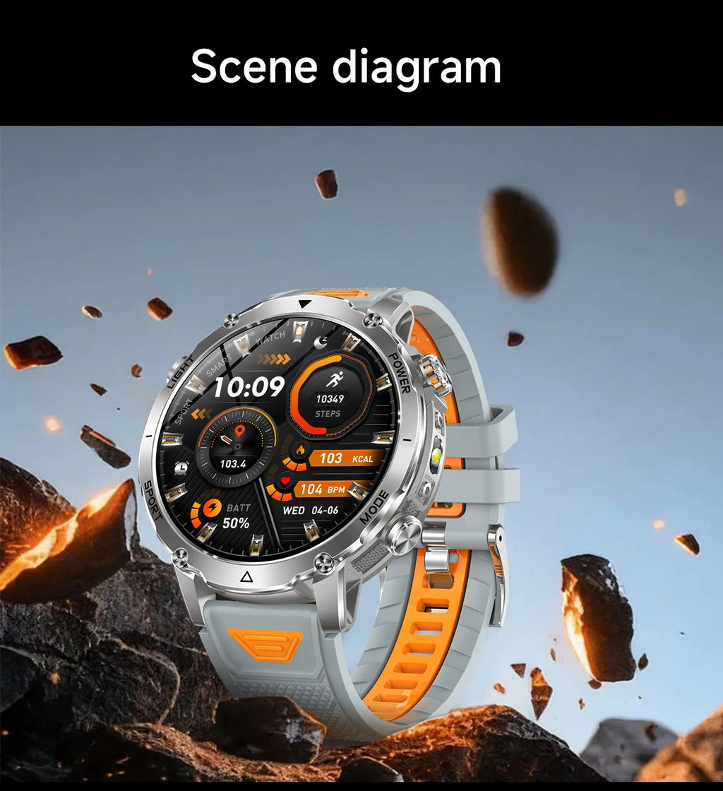 LIGE 2026 Military 1400mAh Battery Smart Watch Men Outdoor Flashlight IP68 Waterproof Heart Rate Bluetooth Call Sports Bracelet