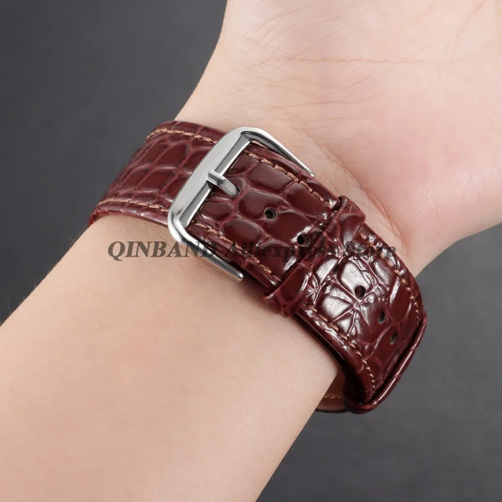 10/12/13/14/16/18/19/20/21/22mm Soft Cowhide Leather Watch Bands Crocodile Pattern Design Watch Straps Casual Business Bracelets