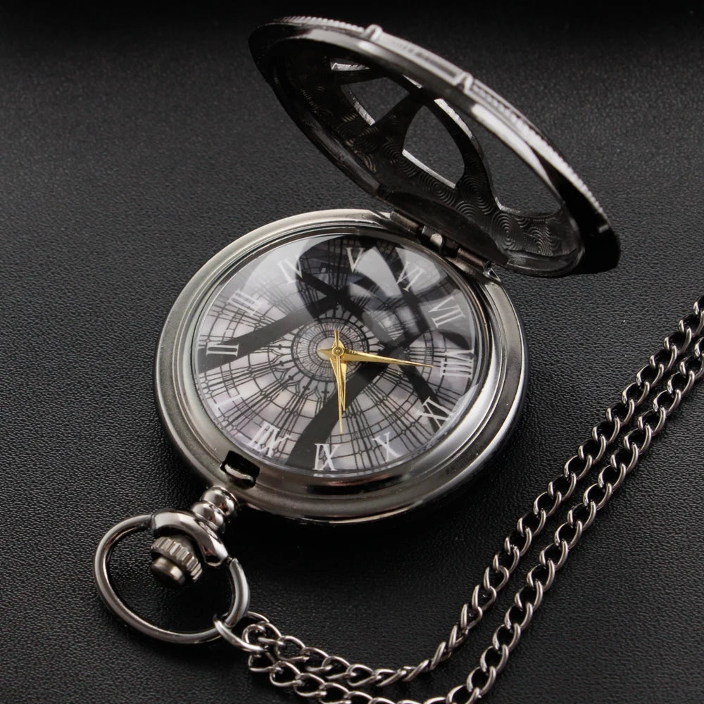 Vintage Bronze Eye Round Case Shape Quartz Pocket Watch Jewelry Pendant Necklace Chain Gifts for Men Women