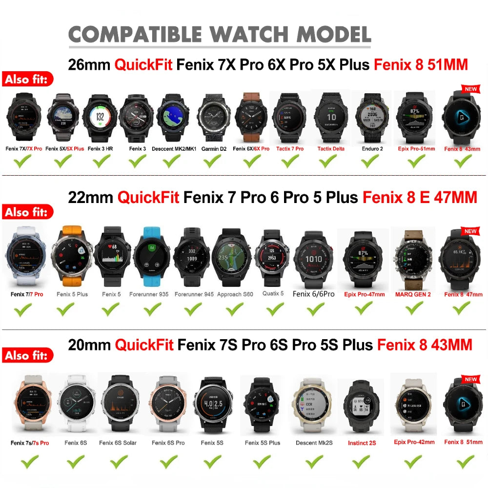 For Garmin Fenix 8 43mm 47mm 51mm Sports Original Silicone Wristband for Garmin Epix/Quatix7/Fenix 7X 6X 7S Pro/Descent Mk3 Band