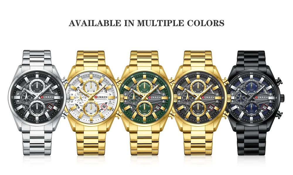 CURREN Top Luxury Business Calendar Multi functional Waterproof Sports Men's Quartz Men Watch Construction Wristwatch for Men
