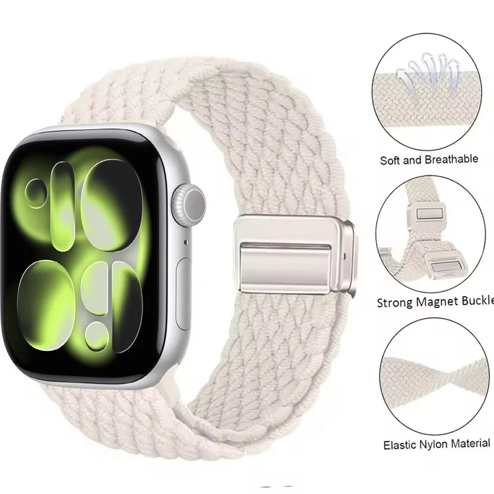 Nylon Loop Strap for Apple Watch 11 10 9 8 7 46mm 42mm 45mm 41mm Ultra 3 2 1 49mm Magnetic Braided  IWatch 6 5 4 SE3 Accessories