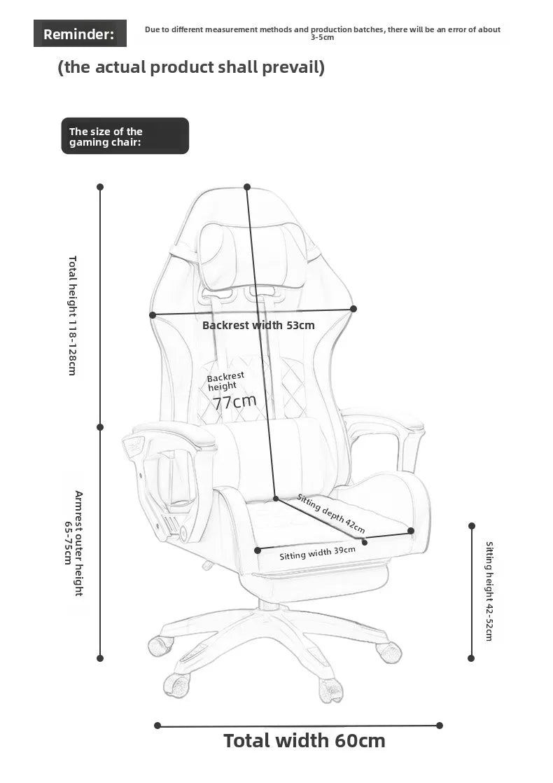 Male e-sports chair is comfortable for prolonged sitting, computer chair can be reclined for leisure, backrest