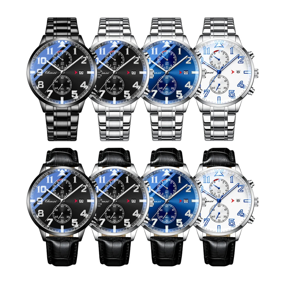 Fashion Luxury Business Men's Wristwatch Round Dial Luminous Waterproof Calendar Chronograph Man Watch