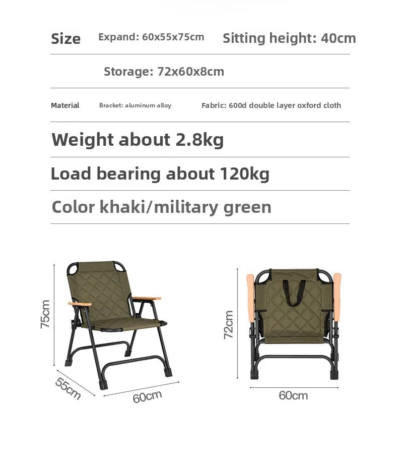 Outdoor camping double folding chair  camping leisure chair Aluminum alloy folding chair