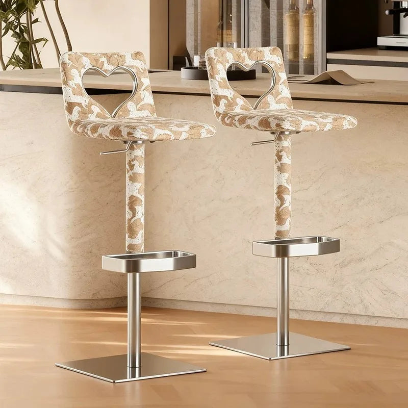 Minimalist Italian-Style Bar Stool by Xiaomujin, Suitable for Designer Villas, Living Rooms, and Dining Rooms, Dopamine Island Chair, Adjustable Height High Stool