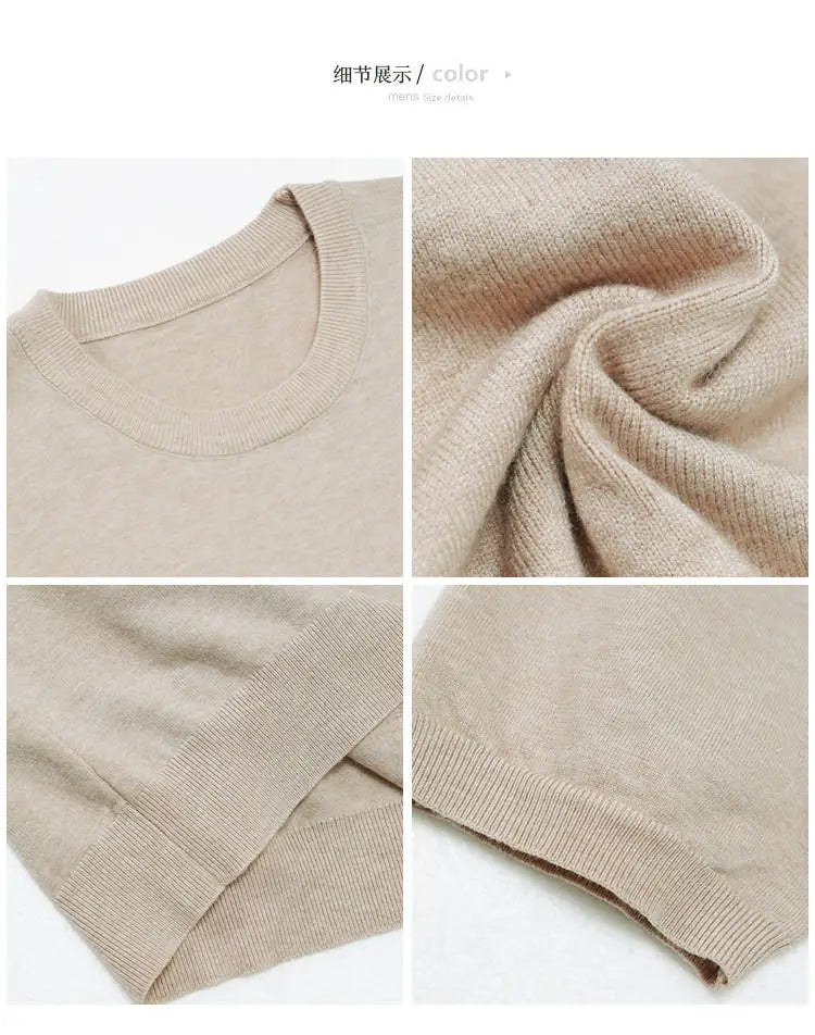 High-quality Men's Short-sleeve Knitted Sweater T-shirt O-Neck Solid Color Men Pullover T Shirts Slim Fit Stretch Undershirt Top