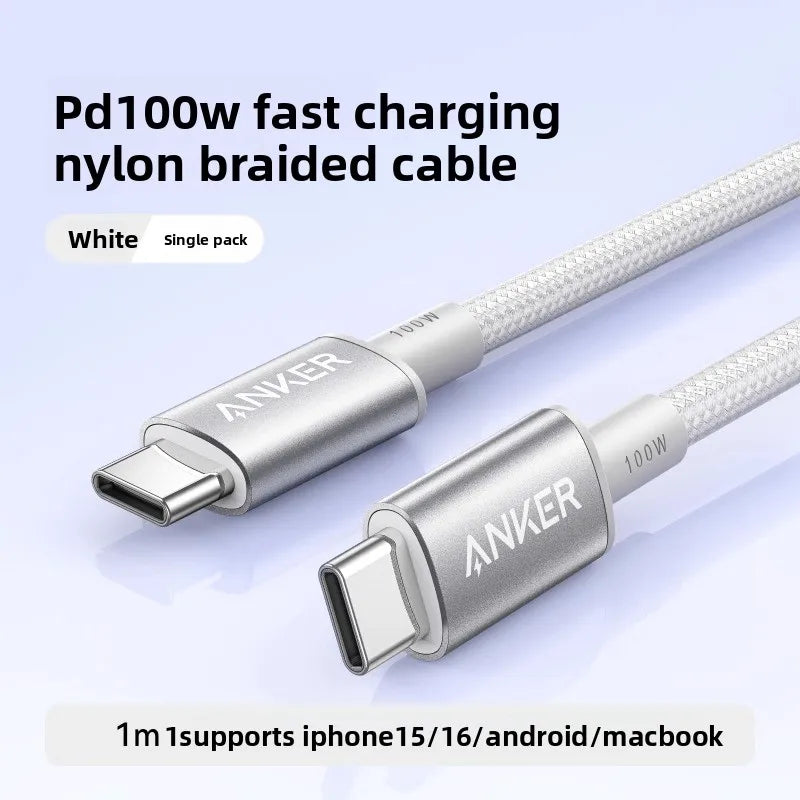 Anker USB-C to USB-C Charging Cable 100W Fast Charge PD Data Cable Type C Charger Cord for Samsung Xiaomi MacBook Tablet