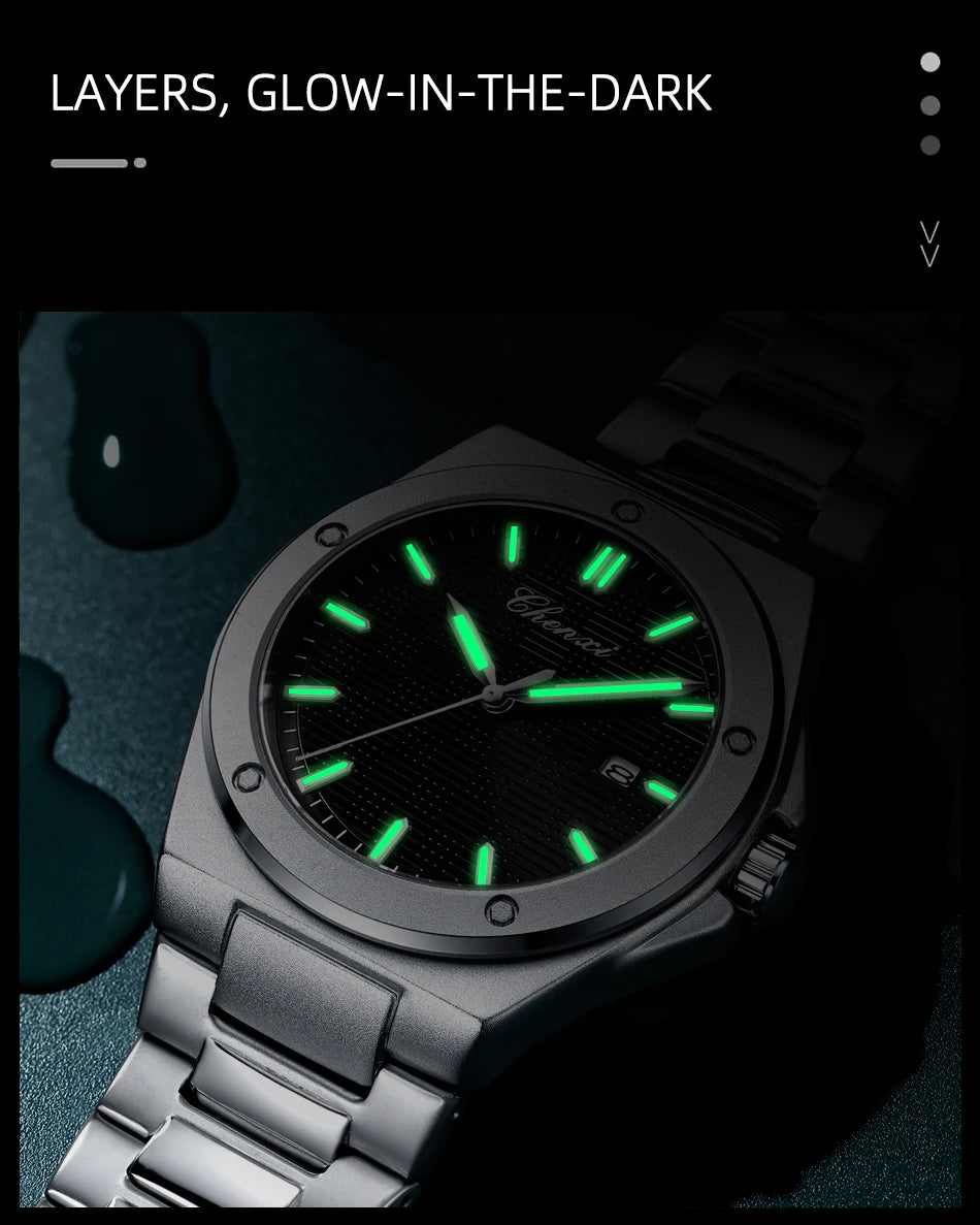 CHENXI New in Men's Watches Classic Fashion Quartz Wristwatches Simple Luminous Date Calendar Display Water-Resistant Man Watch