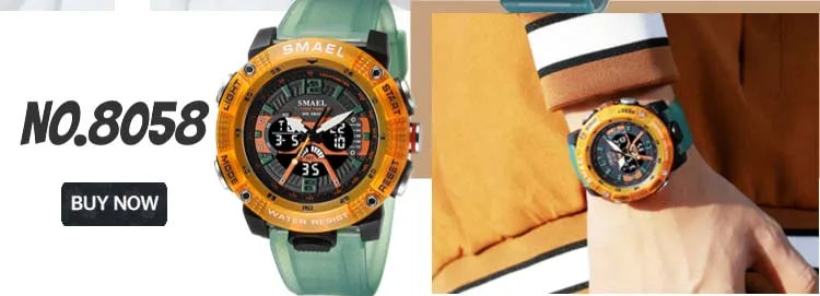 SMAEL Men's Sport Digital LED Watch Dual Time Stopwatch Alarm Clock 50M Waterproof 8113 Wristwatch Sports Army Military Watches