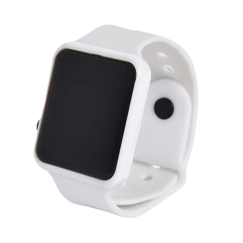 Square Silicone Digital Watch Red LED Watches Metal WristWatch Sport Clock Hours