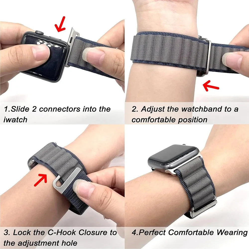 Alpine Loop Band for Apple Watch Ultra 49mm 11 10 9 8 7 46mm 42mm 45mm 41mm Nylon Wristband iWatch Series 6 5 4 SE 44 40mm Strap