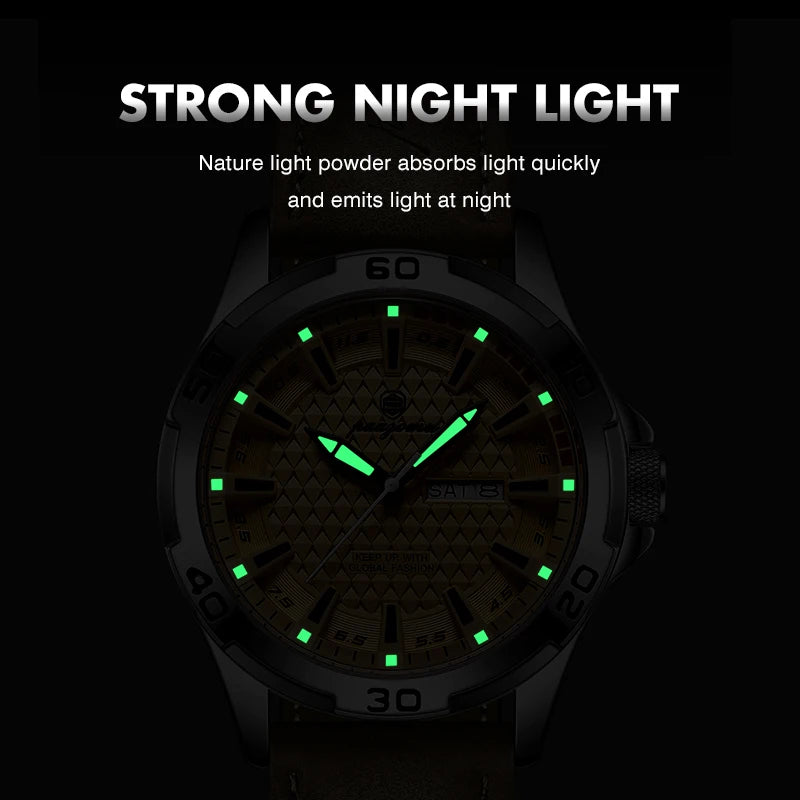 PAAZOMU Luxury Sports Men Watch Luminous Waterproof Chronograph Date Man Wristwatch Leather Quartz Business Men's Watches Reloj