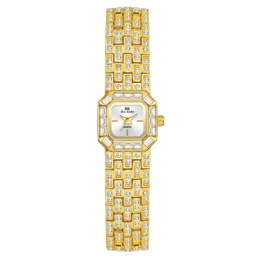 BS Bee Sister Ladies Watches Luxury Diamond Watch Square Bracelet Quartz Wristwatches Fashion Casual Watches Gift Women