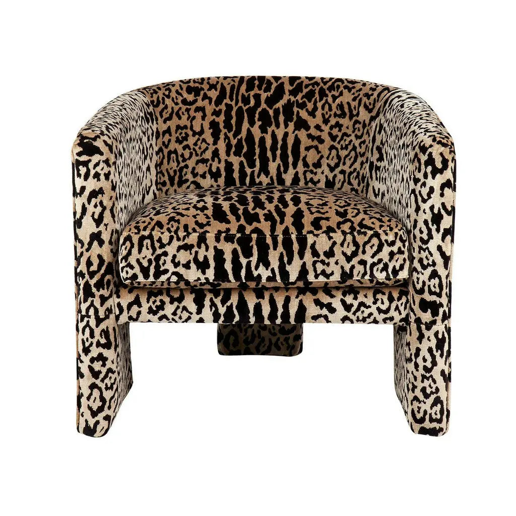 #Art Deco Animal Print Leopard Chenille Fabric Design Tear Armchair Living Room Wooden Accent Chair Unique Salon Chairs for Sale