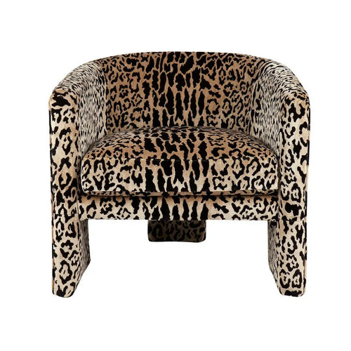 #Art Deco Animal Print Leopard Chenille Fabric Design Tear Armchair Living Room Wooden Accent Chair Unique Salon Chairs for Sale