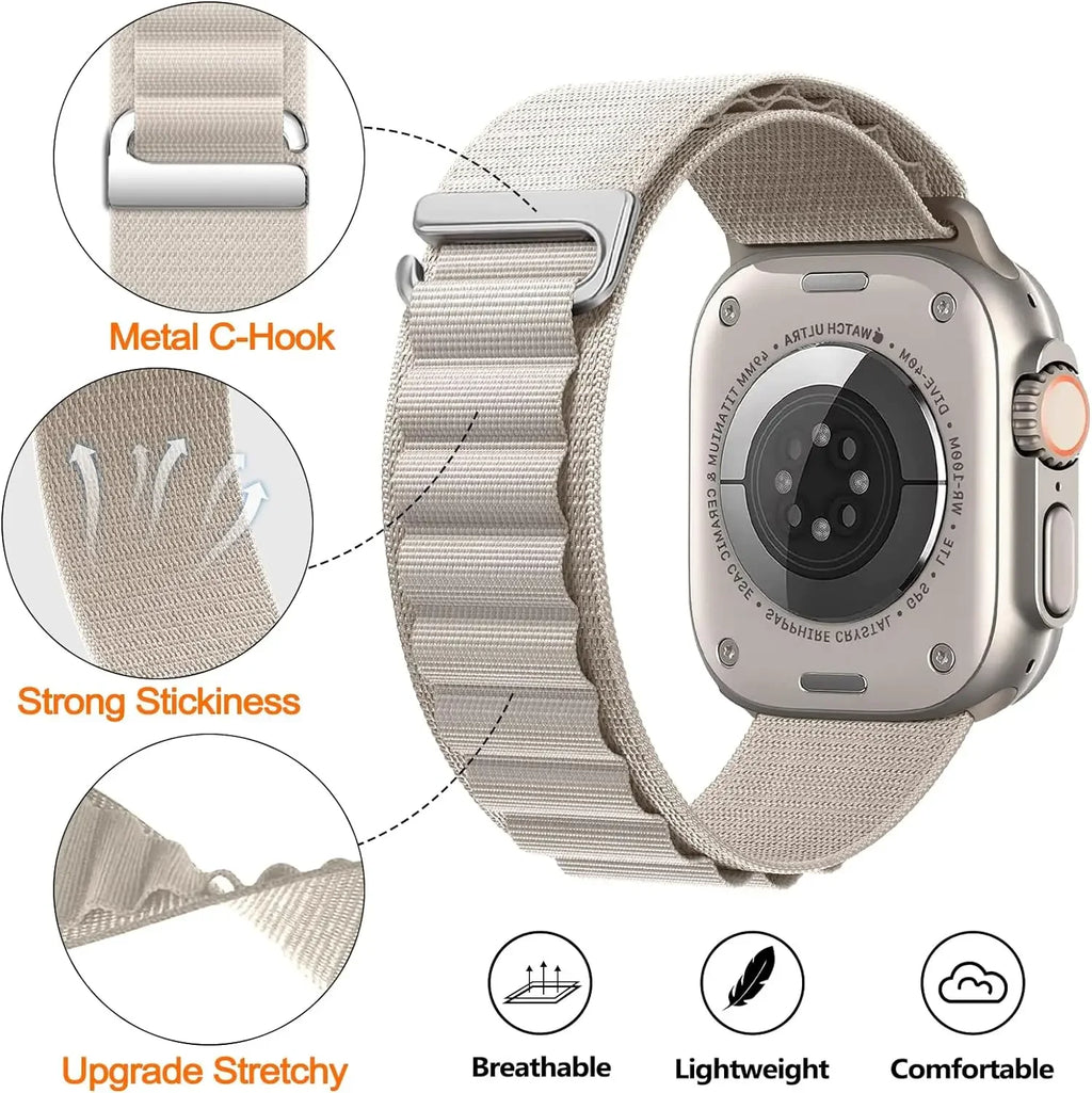 Alpine Strap for Apple Watch Ultra/3 11 10 9 8 7 Band 46mm 49mm 45mm 41mm Nylon Sports Bracelet IWatch 6 5 4 3 SE 44mm 40mm 42mm