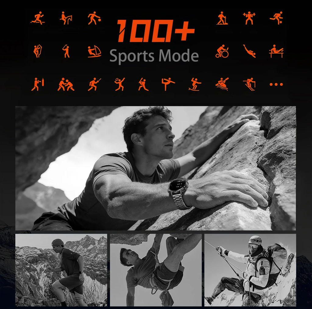 LIGE 2026 Military 1400mAh Battery Smart Watch Men Outdoor Flashlight IP68 Waterproof Heart Rate Bluetooth Call Sports Bracelet