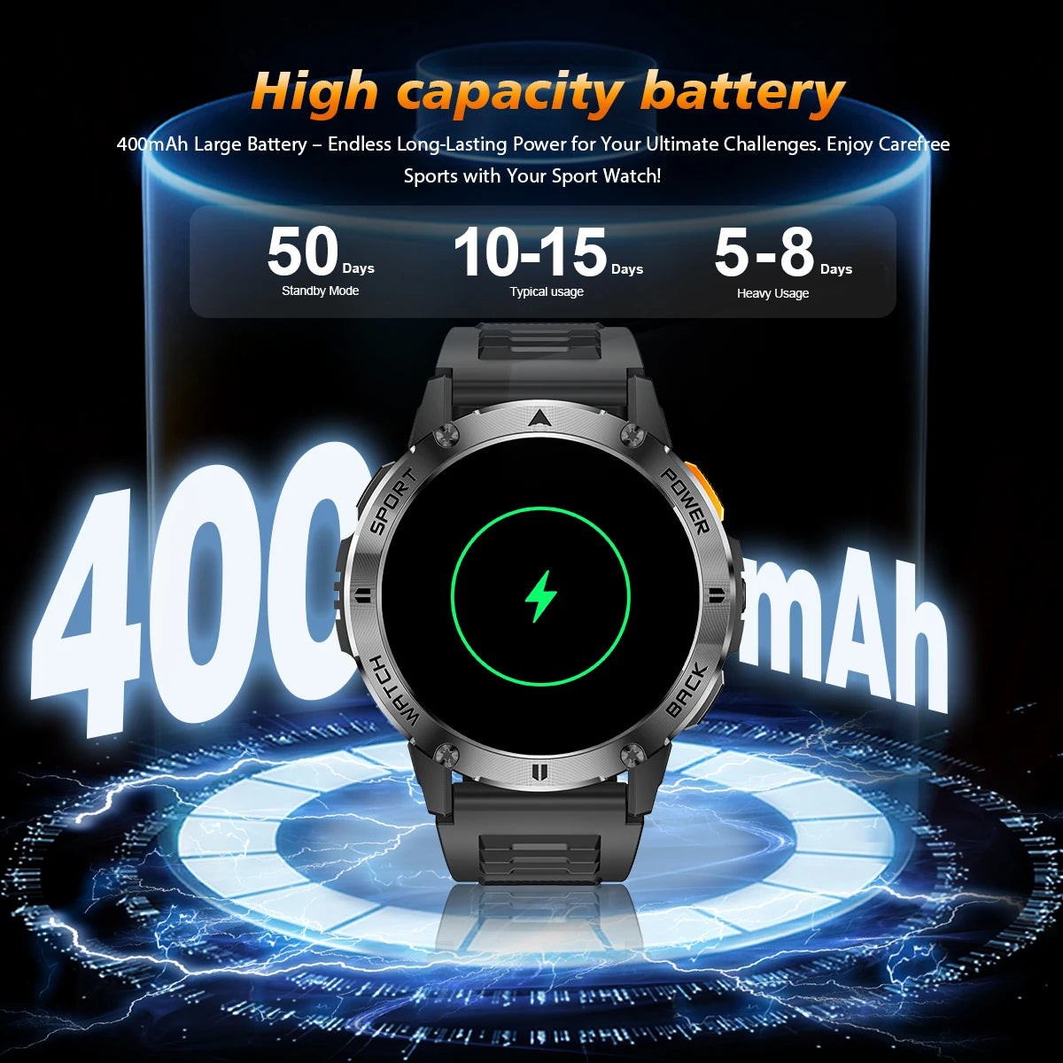 2026 New Smart Watch Men Compass Outdoor 3ATM Waterproof Sports Fitness Large Battery Bluetooth Call Smartwatch for Android iOS