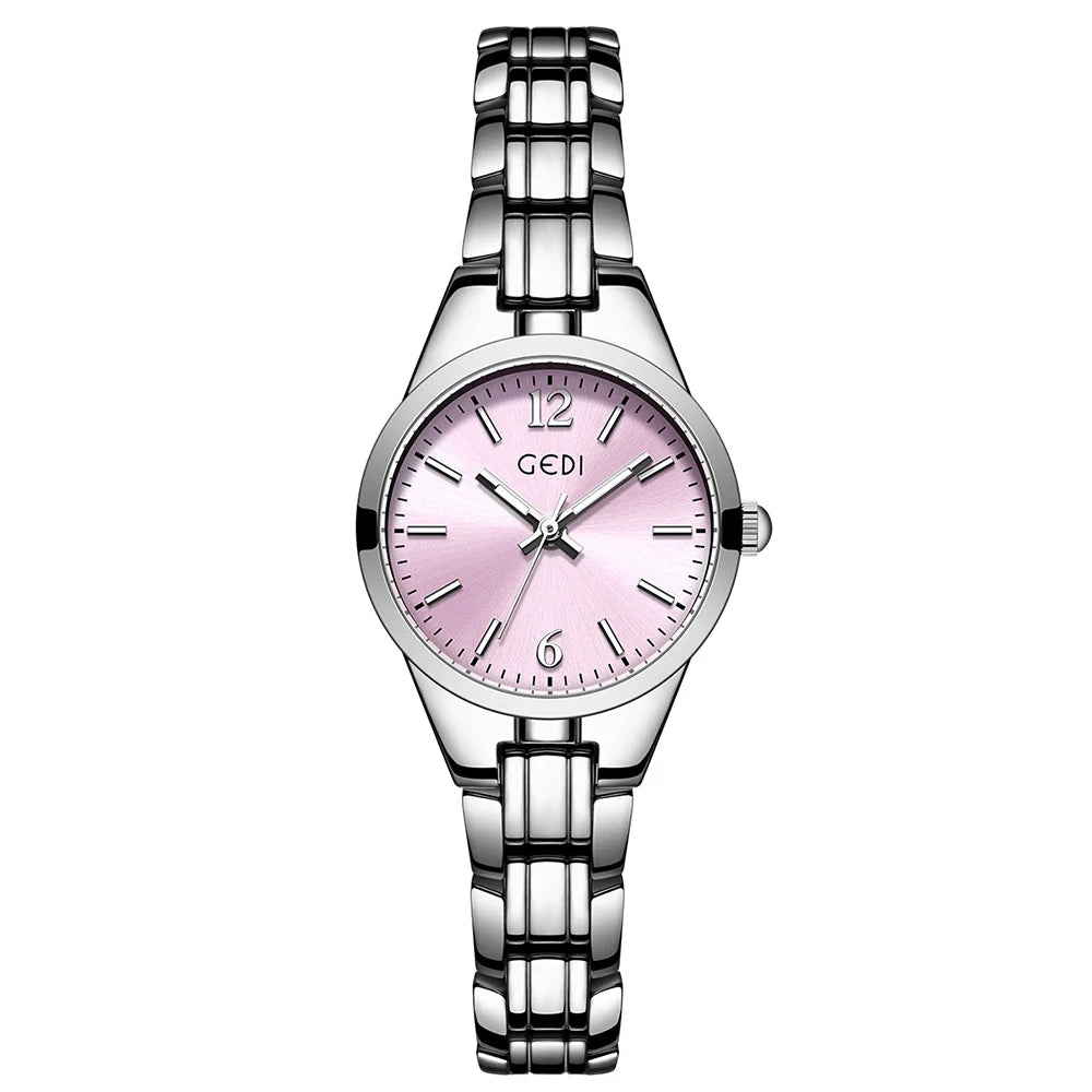 GEDI Small Watch for Women Silver Light Luxury Elegant Waterproof Quartz Watches Ladies Wristwatches Fashion Casual Simple