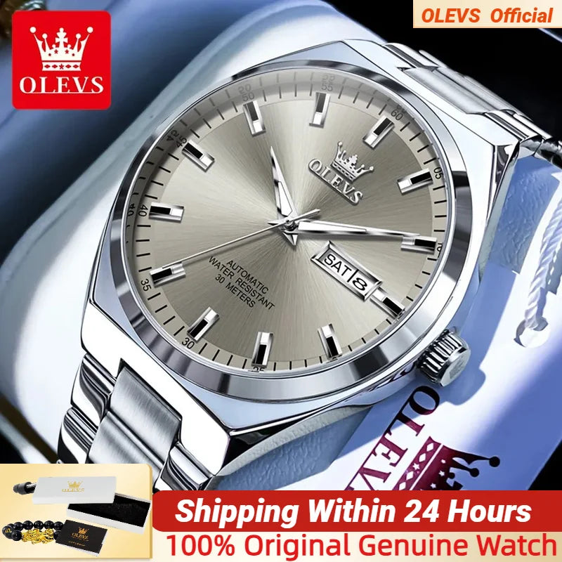 OLEVS 9907 NEW Business Watch for Men Fully Automatic Mechanical Movement Classic Date Week High-end Luxury Wrist watch for Men