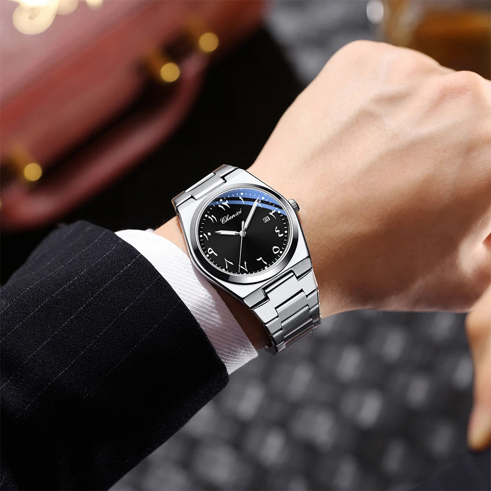 CHENXI Eastern Arabic Numerals Men's Wristwatch Business Casual Luminous Watches for Men Calendar Waterproof Quartz Man Watch