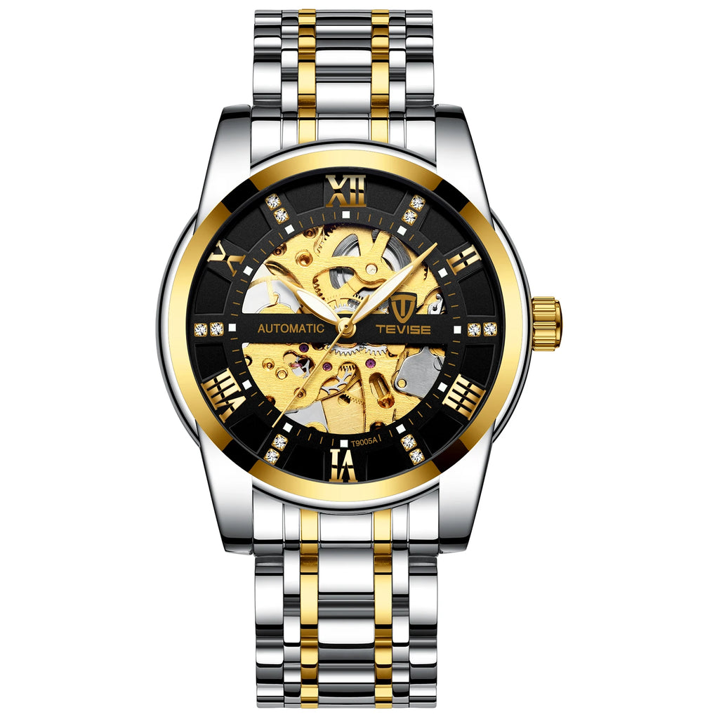 TEVISE  Men Automatic Mechanical Wrist Watch Luxury Brand Stainless Steel Mens Watch Fashion Skeleton Watches