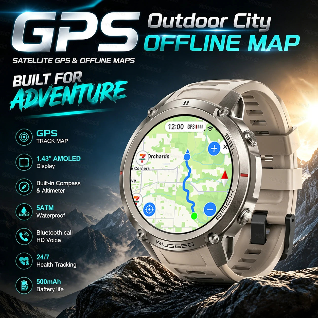 GPS Smart Watch with offline map Swimming Waterproof Sports Tracking Watch Heart Rate Blood Oxygen Sleep GPS positioning Watches