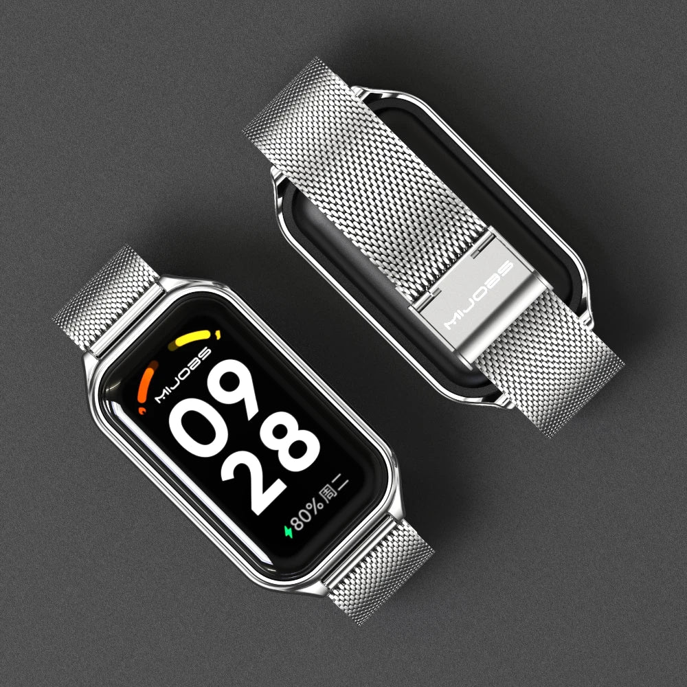 Strap For Xiaomi Mi Band 8 9 Active Bracelet for Xiaomi Smart Band 8 Active Stainless Steel Metal Watchband Mi Band 8 Active