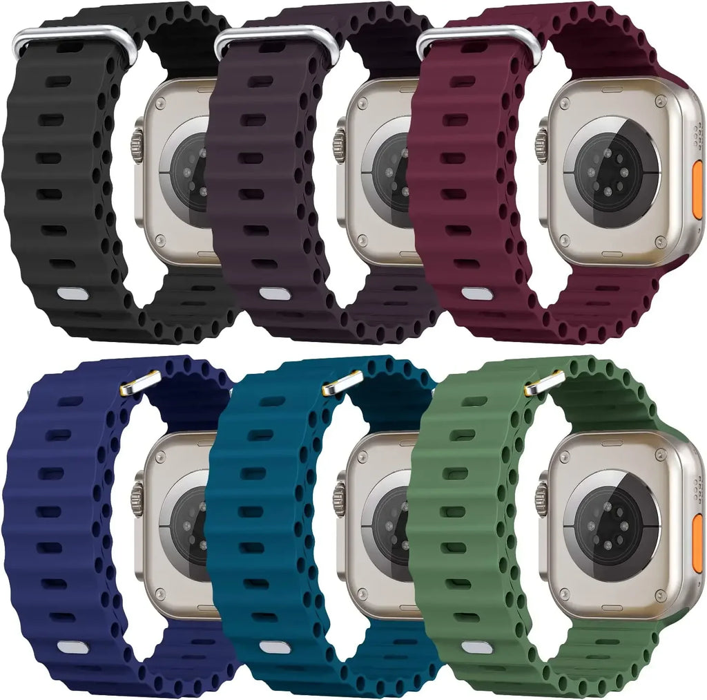 Ocean strap For Apple Watch Ultra 3 2 1 Band 49mm 11 10 9 8 7 46mm 45mm 41mm Silicone Wristband iWatch 6 5 4 SE3 44mm 40mm 42mm