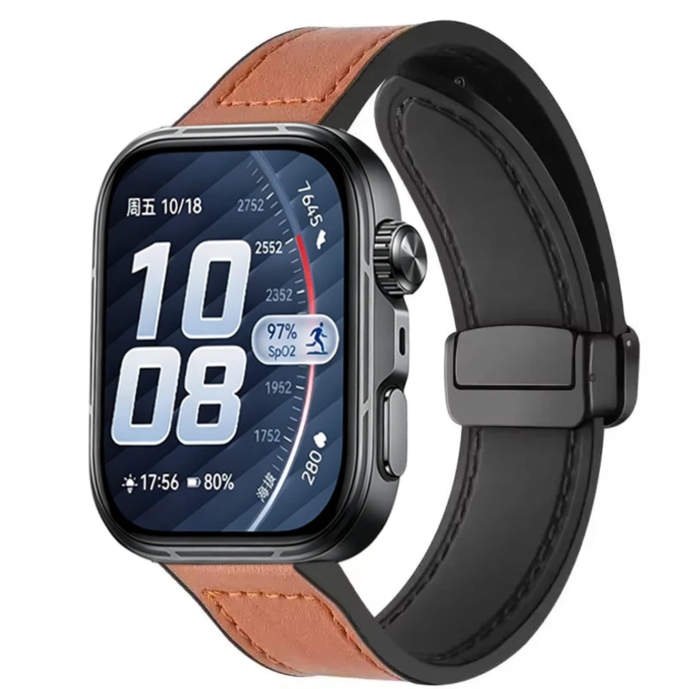 Silicone Leather Strap for Huawei Watch Fit 5 Pro/4 Pro Outdoor Sports Replacement Bracelet Wristband for Huawei Watch Fit 5 4 3