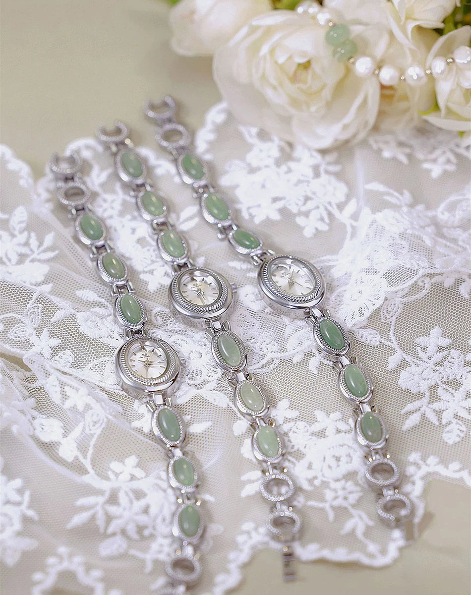 High-end Luxury Ladies Watches Elegant Green Jewelry Jade Quartz Bracelet Wristwatch gifts for women 2025 Fashion dress Watch