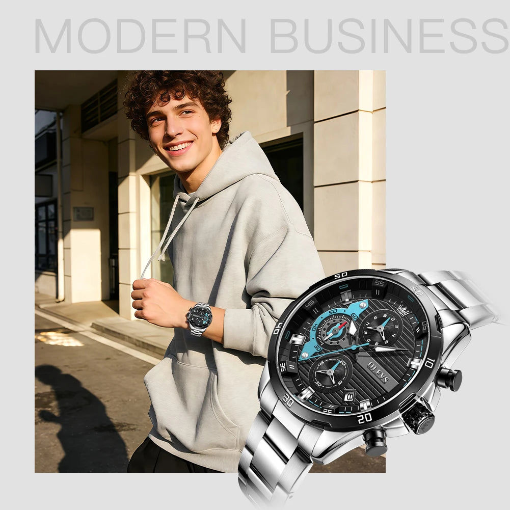 OLEVS 2993 Brand original authentic watches for man luxury Sports chronograph calendar steel band quartz men's watch