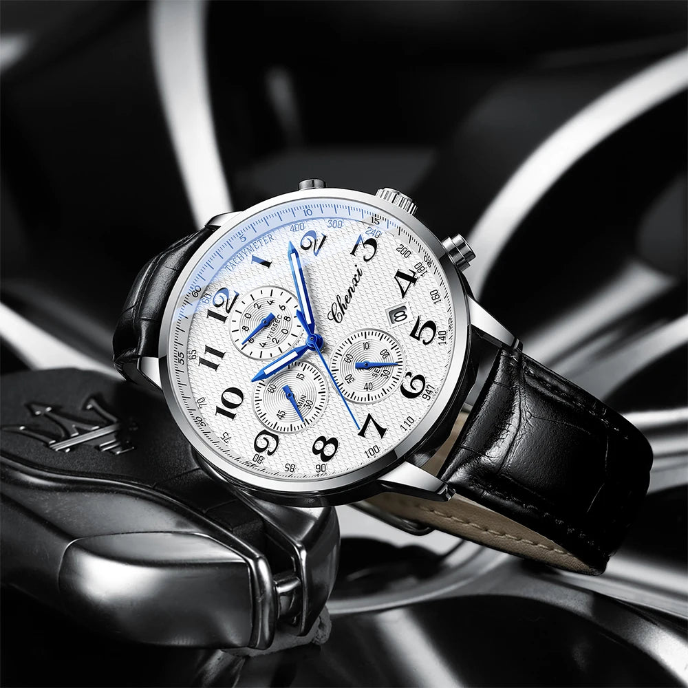 CHENXI Watches For Men Multi-functional Quartz Man Watch Calendar Luminous Chronograph Men's Wristwatches Gifts