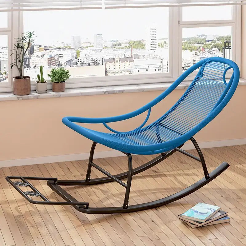 Leisure Lounge Chair, Garden Chair, Widened Rocking Chair, Rattan Rainbow Rocking Chair