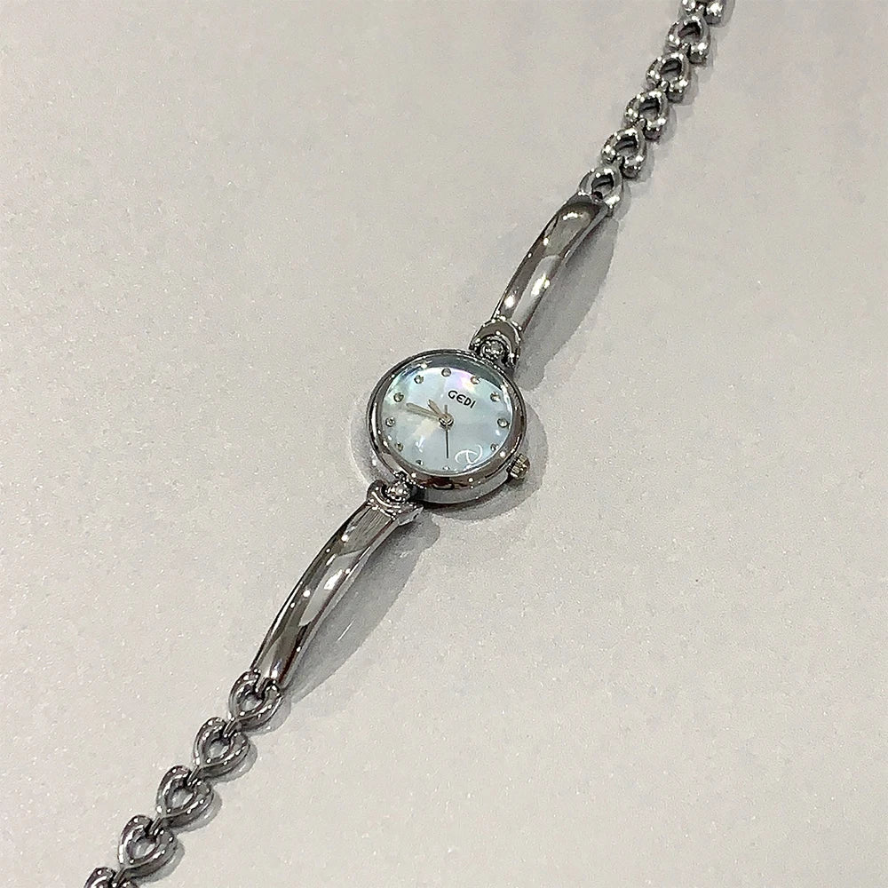 NEW Minimalist Fashion Bracelet Watches for Women Small Round Dial Clock Gift Women's Quartz Watch in Silver