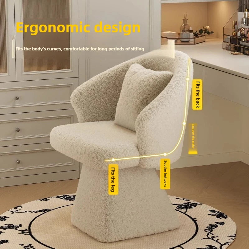 Dressing Table Chair, Rotatable Makeup Stool, Female Bedroom Princess, Light Luxury Nail Salon, Beauty Salon, Reception Chair