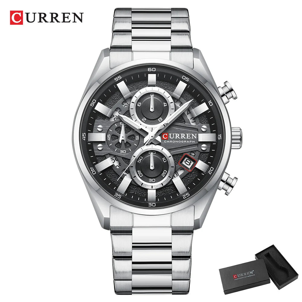 CURREN Top Luxury Business Calendar Multi functional Waterproof Sports Men's Quartz Men Watch Construction Wristwatch for Men