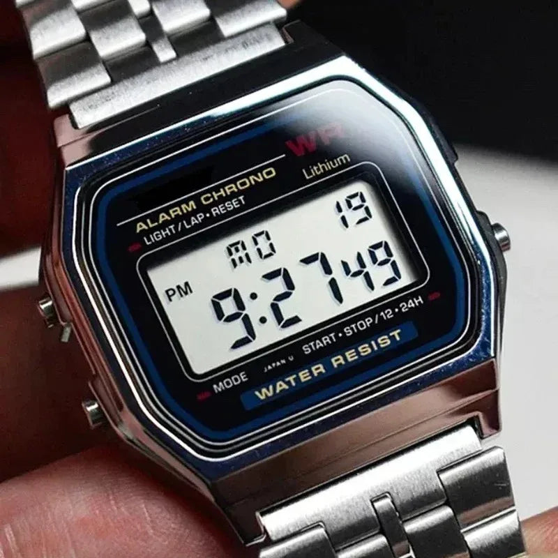 Luxury LED Digital Watches for Men Stainless Steel Gold Sliver Electronic Watch Fashion Business Mens Watch relogios masculino
