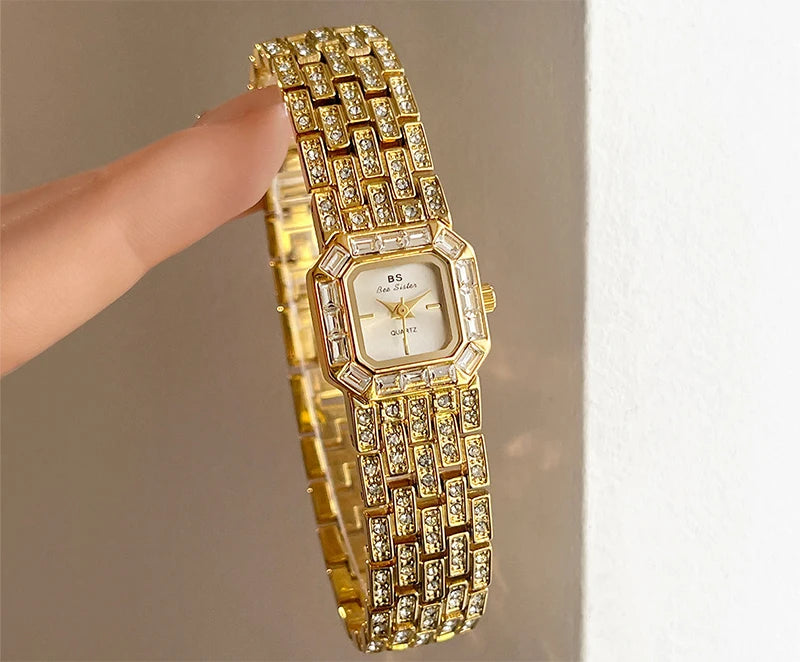 BS Bee Sister Ladies Watches Luxury Diamond Watch Square Bracelet Quartz Wristwatches Fashion Casual Watches Gift Women