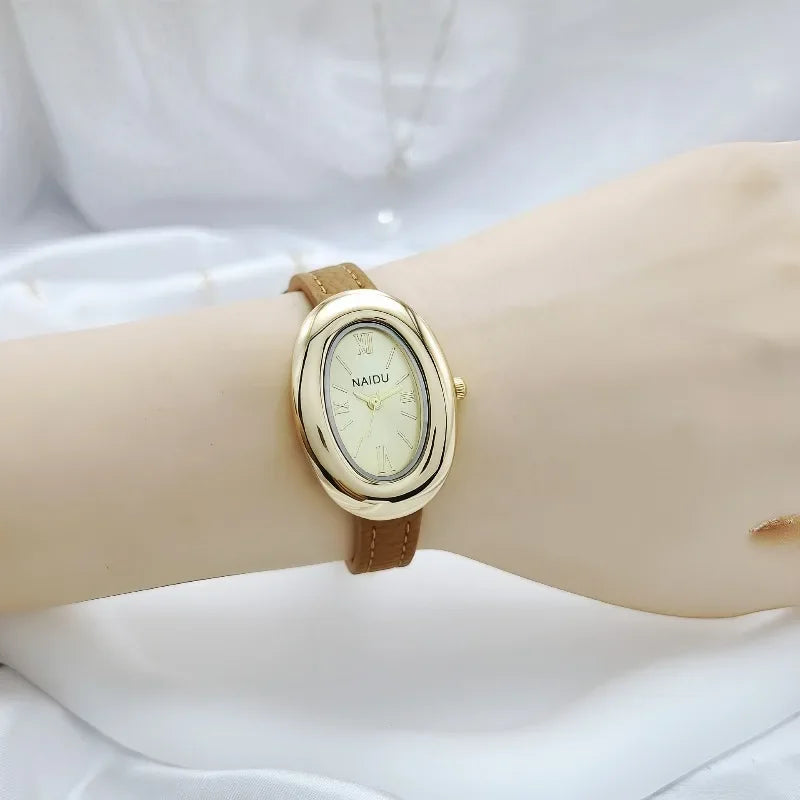 Luxury Pigeon Egg Dial Women's Quartz Watch Vintage Leather Strap Wristwatches Gift Clock Dropshipping Reloj Mujer Montre Femme