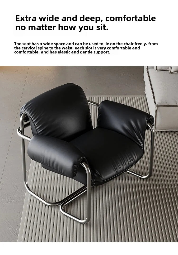 Nordic Dining Chair,leisure Chair,light Luxury Armchairs,designer Stainless Steel Minimalist Reading Chairs, Balcony Lazy Chairs