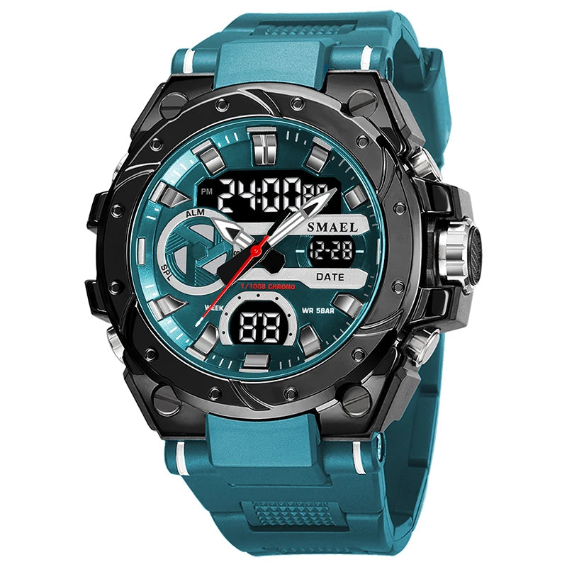 SMAEL Brand Sport Watches 50M Wateproof Dual Time Display Watches LED 8029 Stopwatches Alarm Multifunctional Men's Wristwatches