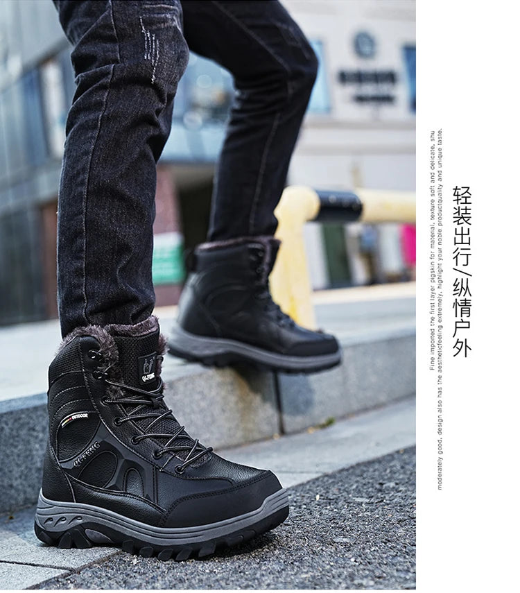 New Men Winter Outdoor Hiking Boots Plus Size 47 Snow Boots Men Training Work Boots Waterproof Slip-Resistant Keep Warm Fashion